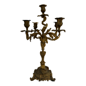 French Louis XV Style 5-Light Rococo Bronze Candelabra
