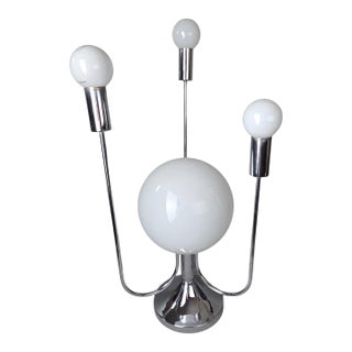 1970s Space Age Chrome Orbit Table Lamp With Lit Central Globe, in the Manner of Sonneman for George Kovacs For Sale