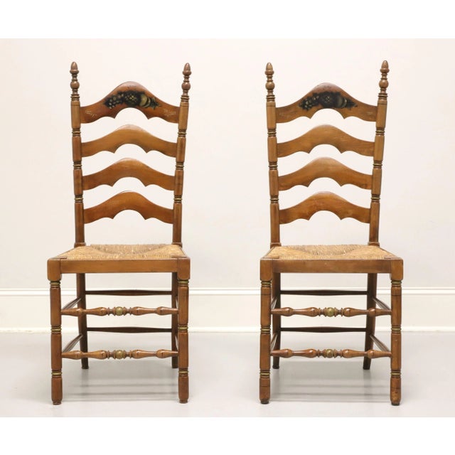 Farmhouse Cape Ann Chairs Maple Ladder Back Dining Side Chairs With Rush Seats - Pair A For Sale - Image 3 of 11