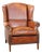 Warm Color Leather Wing Chair For Sale