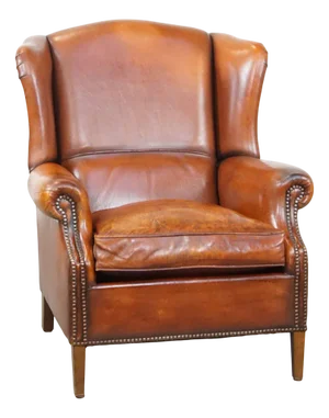 Warm Color Leather Wing Chair