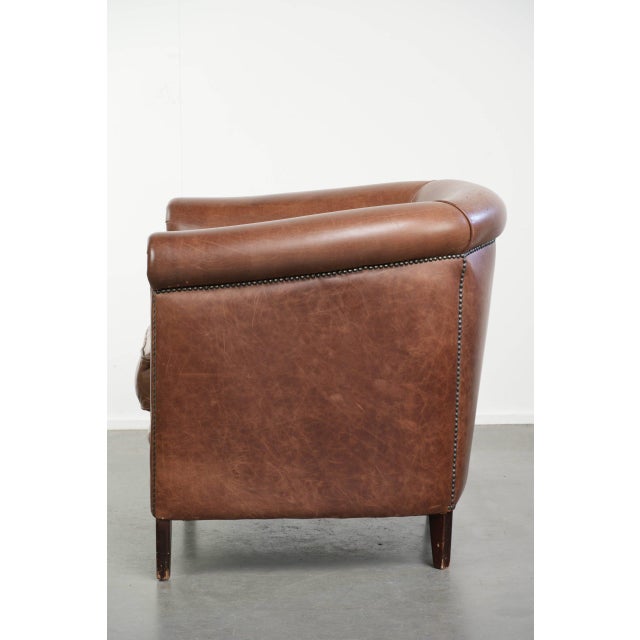 English-Style Club Chair in Cowhide Leather For Sale - Image 5 of 12