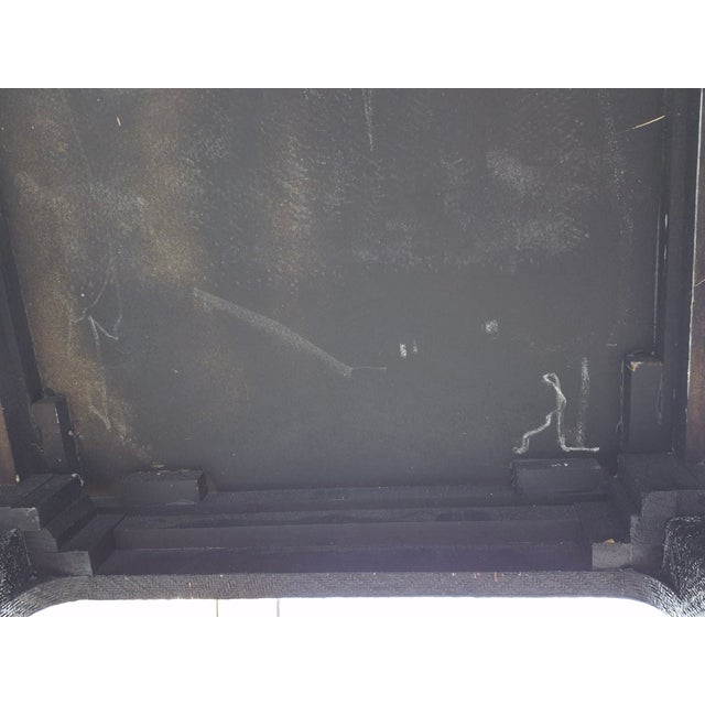Mid-20th Century Asian Ming Style Rectangular Black Lacquered Grasscloth Coffee Table (48x24") For Sale - Image 13 of 15