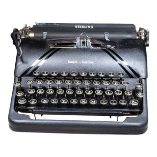 Antique Smith-Corona Sterling Portable Typewriter and Case c.1946 For Sale