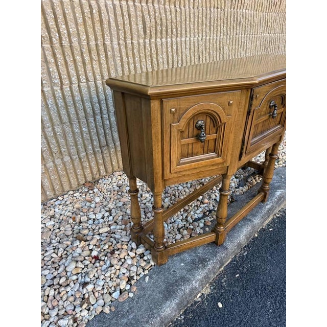 Vintage Jacobean Style Oak Sideboard Cupboard Cabinet For Sale - Image 10 of 18