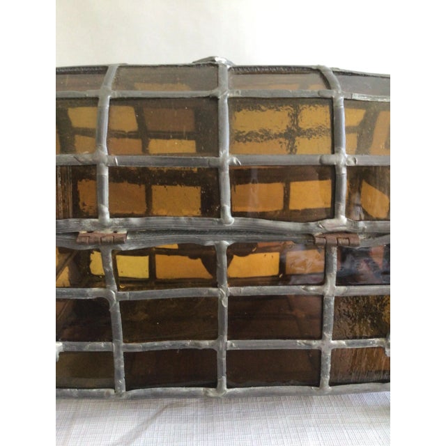 1920s Domed Top Leaded Amber Glass Box For Sale - Image 11 of 11