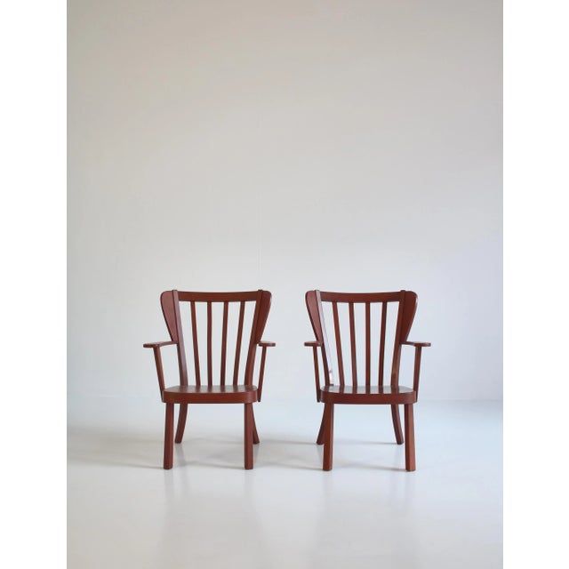 Danish Canada Armchairs in Stained Beech by Fritz Hansen, 1940s, Set of 2 For Sale - Image 3 of 18