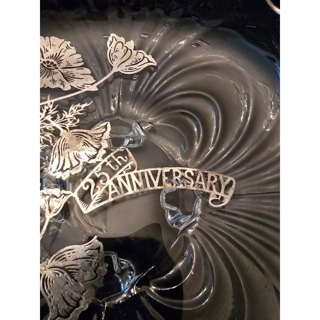 Vintage Mid Century Modern Silver Overlay Glass Centerpiece For Sale - Image 10 of 11