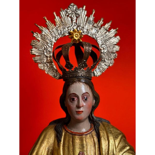 17th Century Spanish American Immaculate Conception Sculpture For Sale - Image 10 of 11