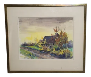 Fernand Rolland, A Farm in Puisaye, 1959, Gouache