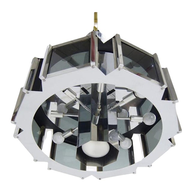 Robert Sonneman Mid-Century Modern Chrome Chandelier For Sale