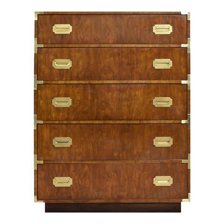 Mid Century Highboy Campaign Dresser by Dixie Furniture | Chairish