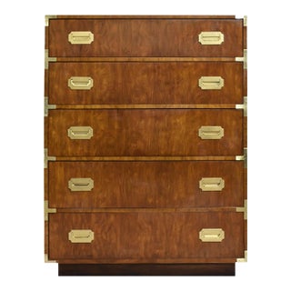 Mid Century Highboy Campaign Dresser by Dixie Furniture For Sale