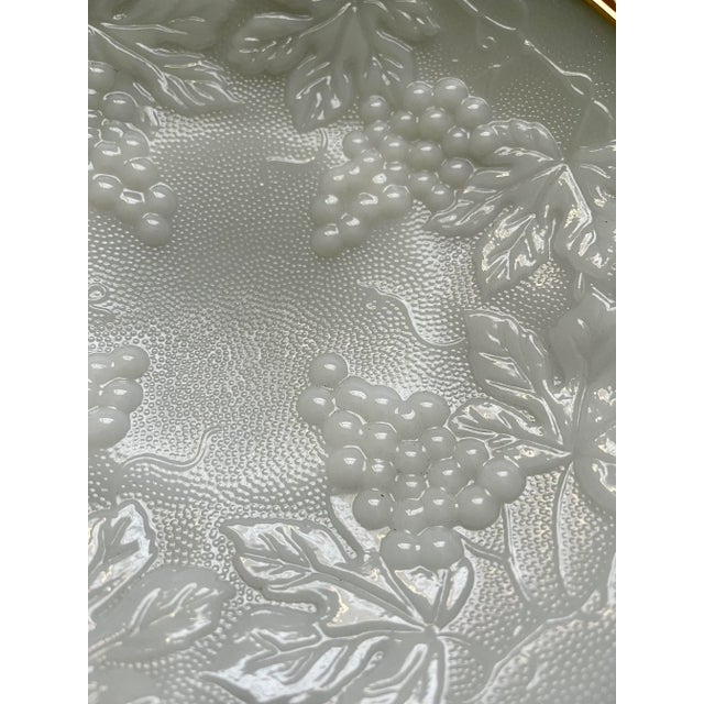 Glass 1950s Anchor Hocking Vineyard Milk Glass Footed Dish For Sale - Image 7 of 9