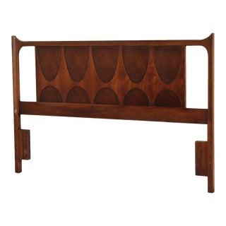 1960s Broyhill Brasilia Mid-Century Modern Queen Size Walnut Headboard For Sale