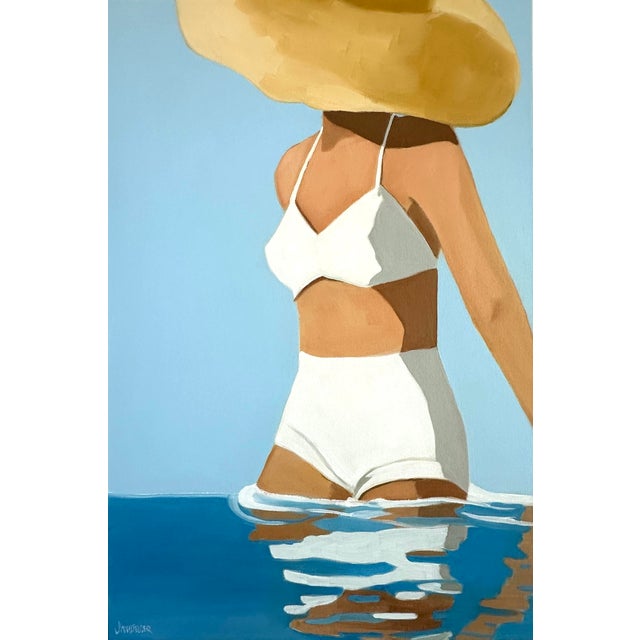 "Woman in the Big Straw Hat" Original Modern Oil Painting, by Jennifer Hohlfelder For Sale