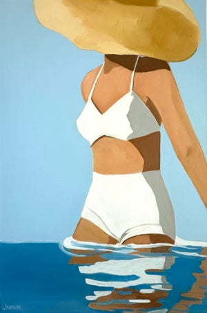 "Woman in the Big Straw Hat" Original Modern Oil Painting, by Jennifer Hohlfelder