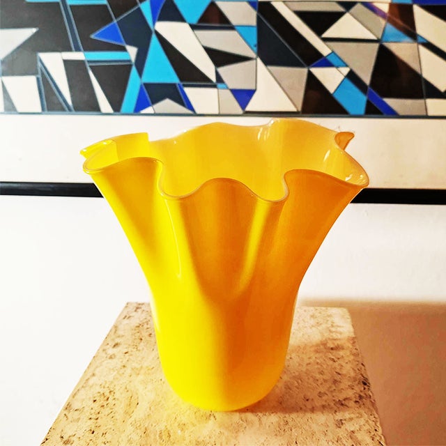 Mid-Century Modern Vintage Italian Jacketed Fazzoletto Vase in Murano Glass, 1970s For Sale - Image 3 of 10