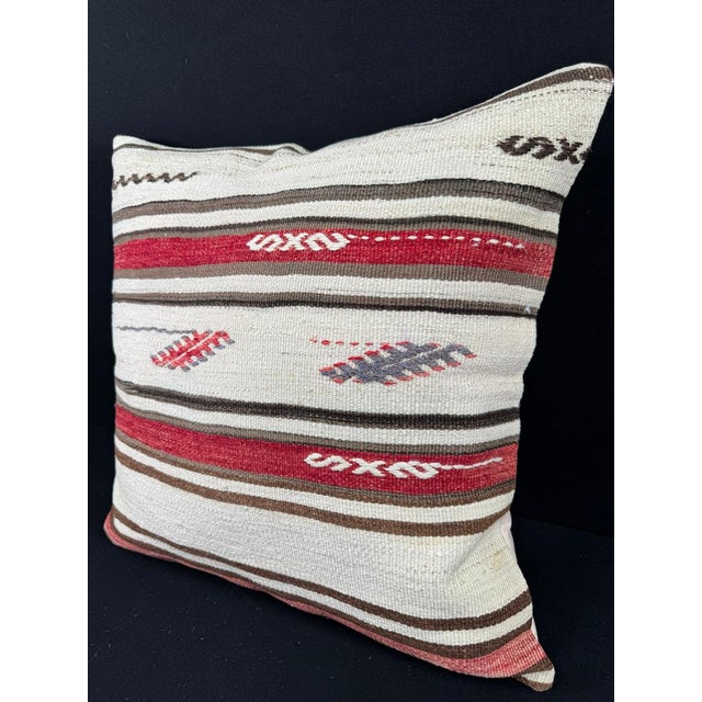 Turkish Hemp Pillow Cushion Natural Beige Red Pillow Cushion Cover 24x24 #30347 Enhance your home decor with our Kilim...