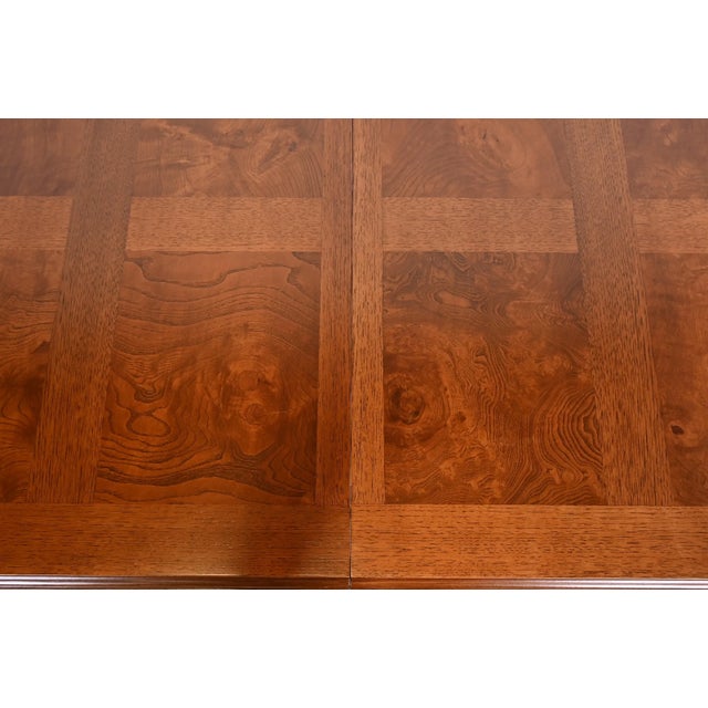 Mid 20th Century Drexel Heritage Mid-Century Hollywood Regency Oak and Burl Wood Dining Table For Sale - Image 10 of 11
