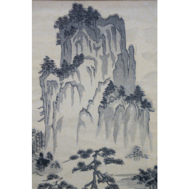 Mid 20th Century Hue of the Water Light on Peaks Ink Wash Painting After Tensho Shubun For Sale - Image 4 of 12