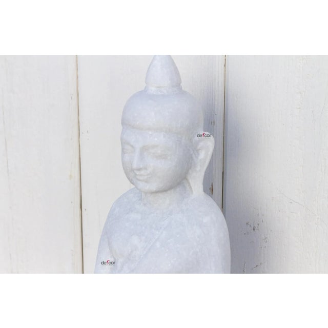 Table Top Pure White Marble Buddha For Sale - Image 4 of 9