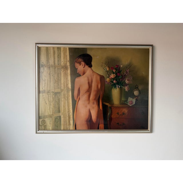 1960s Nat Krate (1918–2013) “The Awakening” Original Oil on Canvas Painting in Silver Wood Frame For Sale - Image 4 of 18