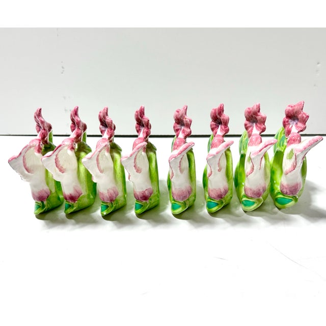 Pink Vintage Spring Hummingbird Napkin Rings – Hand Painted Ceramic Botanical Table Decor, Garden Party Table Setting – Set of 8 For Sale - Image 8 of 10