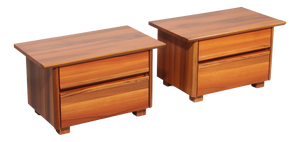 Italian Walnut Bedside Tables, 1970s, Set of 2