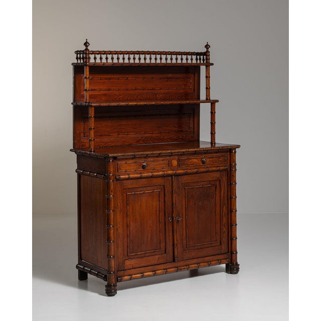 Wood 1900-1909 France Rich Walnut Brown Carved Walnut Server With Gallery Shelf For Sale - Image 7 of 11