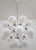 Italian sputnik chandelier with 24 glossy white Murano glass globes mounted on polished nickel finish frame / Made in...