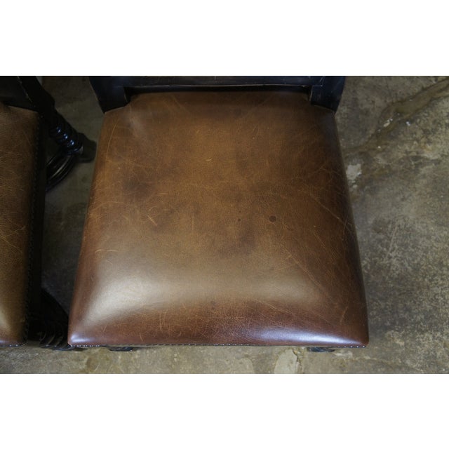 Black Late 20th Century 10 Lorts Renaissance Revival Style Barley Twist Leather & Fabric Dining Chairs For Sale - Image 8 of 12
