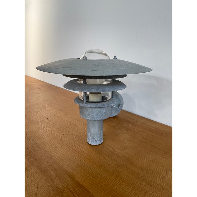 Late 20th Century Nordlux 'Pheonix' Galvanized Steel Outdoor Sconce With Glass Shade For Sale - Image 4 of 8