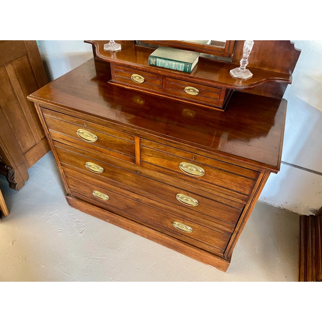 1900 - 1909 Early 20th Century Mahogany Dressing Chest With Mirror For Sale - Image 5 of 11
