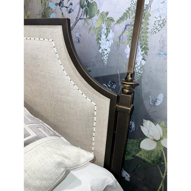 Gray French Metal Canopy Bed, Queen For Sale - Image 8 of 9