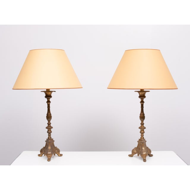 Gilded Bronze Table Lamps with Shades, France,1880s, Set of 2 For Sale - Image 9 of 9