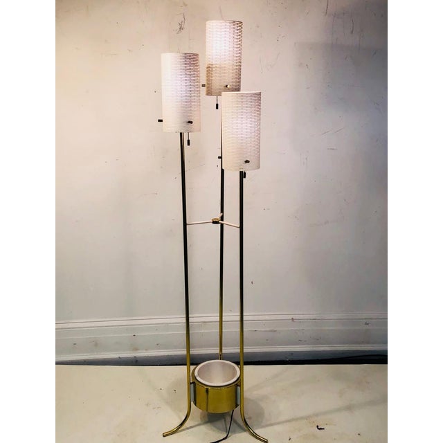 Lightolier Lightolier Modernist Brass and White Floor Lamp For Sale - Image 4 of 12