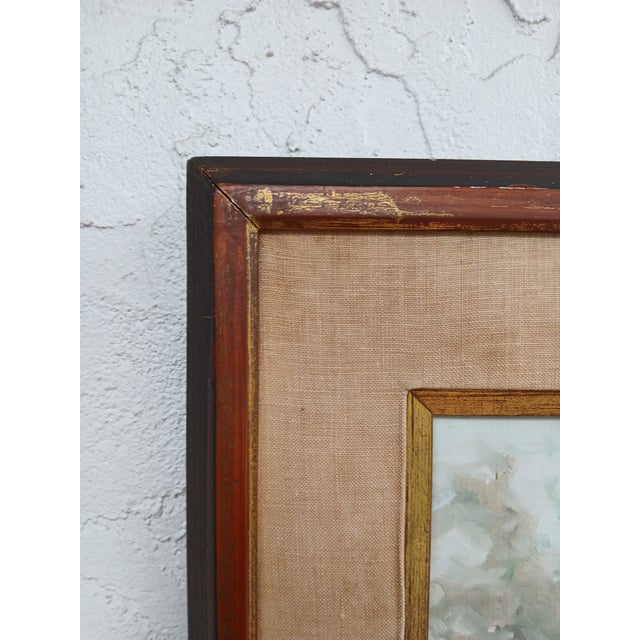 Mid-Century Modern Andre Gisson - The Garden Fountain - Oil on Canvas 1960s 24" X 12" For Sale - Image 3 of 5