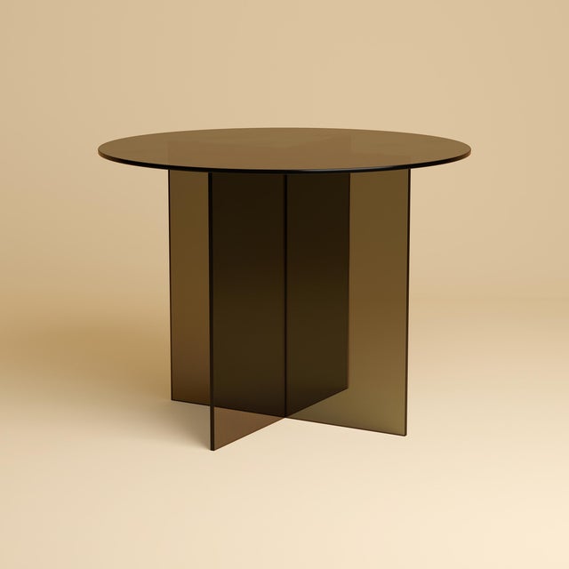 Round Dining Table in Bronzed Glass by Lebanto For Sale - Image 4 of 4
