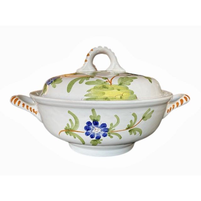Traditional Italian Hand Painted Floral Tureen For Sale - Image 3 of 12