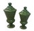 2000 - 2009 Pair of Vintage Olive Green Glazed Ceramic Covered Urns - Graduated Sizes For Sale - Image 5 of 12