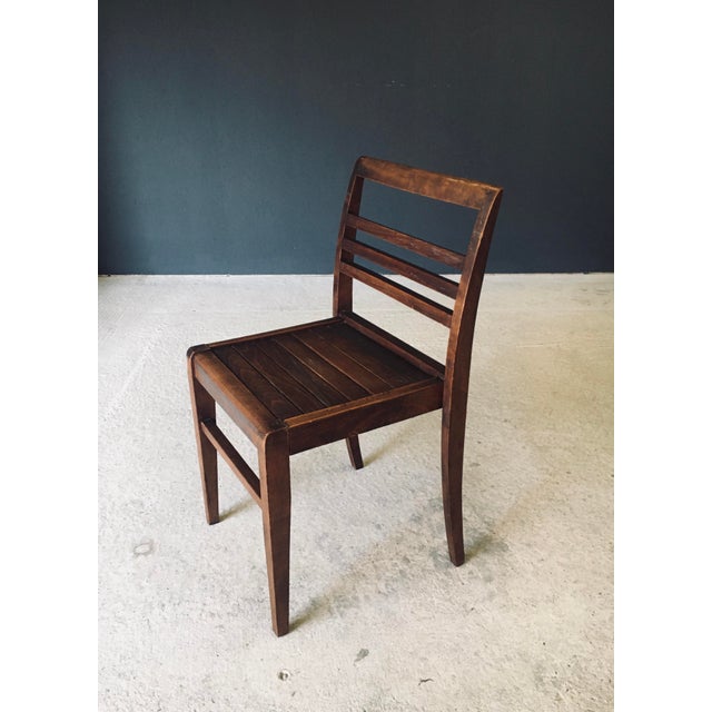 Vintage Reconstruction Design Dining Chair by Rene Gabriel. Made in France, 1940's, early 1950's period. Oak constructed...