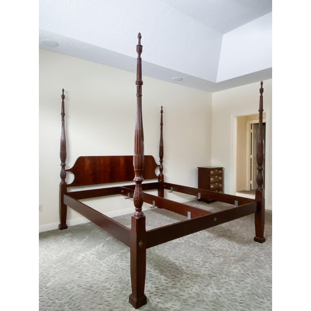 Late 20th Century Craftique Chippendale Style Mahogany Four Poster King Bed, Vintage For Sale - Image 10 of 11