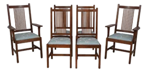 Set of 6 Stickley Mission Oak Prairie Dining Room Chairs