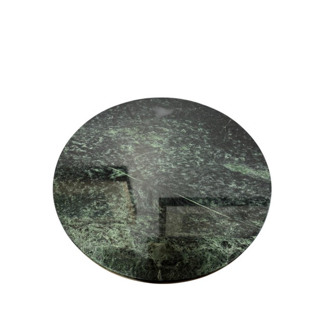 Vintage Verde Marble Round Side Table With Wrought Iron Scrollwork, c.1940s For Sale - Image 4 of 10