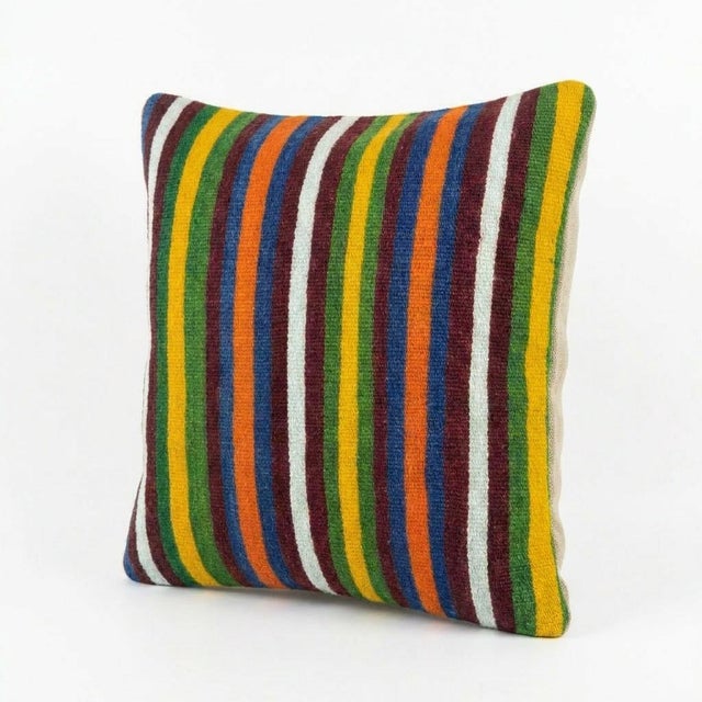 Mid-Century Modern Tribal Turkish Kilim Rug Pillow Cover 24'' X 24'' For Sale - Image 3 of 4