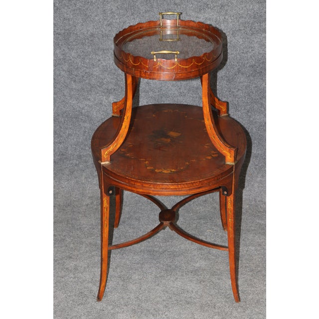 19th C Antique English Adams Paint Decorated Two-Tier Dessert Table For Sale - Image 12 of 15