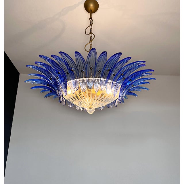 Murano Pendant Light with Palmette and Blue Glasses, 1990 For Sale - Image 18 of 18
