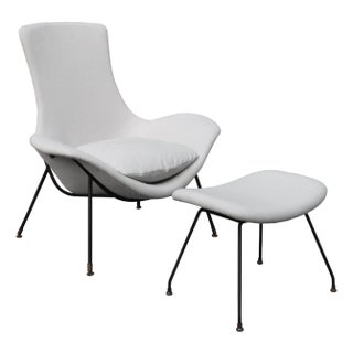 1950s Agusto Bozzi for Saporiti Modernist Lounge Chair with Ottoman For Sale