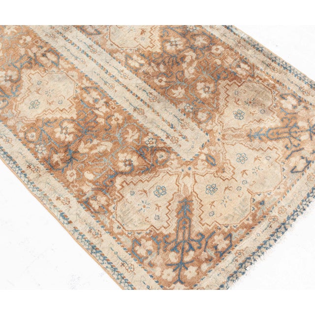 Indian Antique Indian Beige and Brown Handmade Wool Runner Fragment For Sale - Image 3 of 7